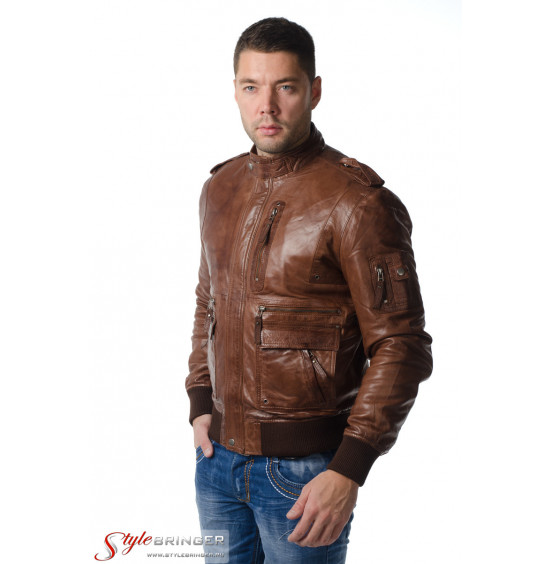 Куртка кожаная ARBEX M109 кокос