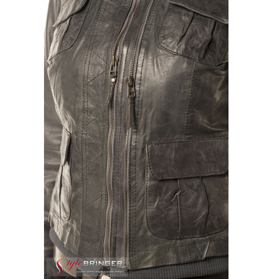 Куртка кожаная ARBEX F123 grey